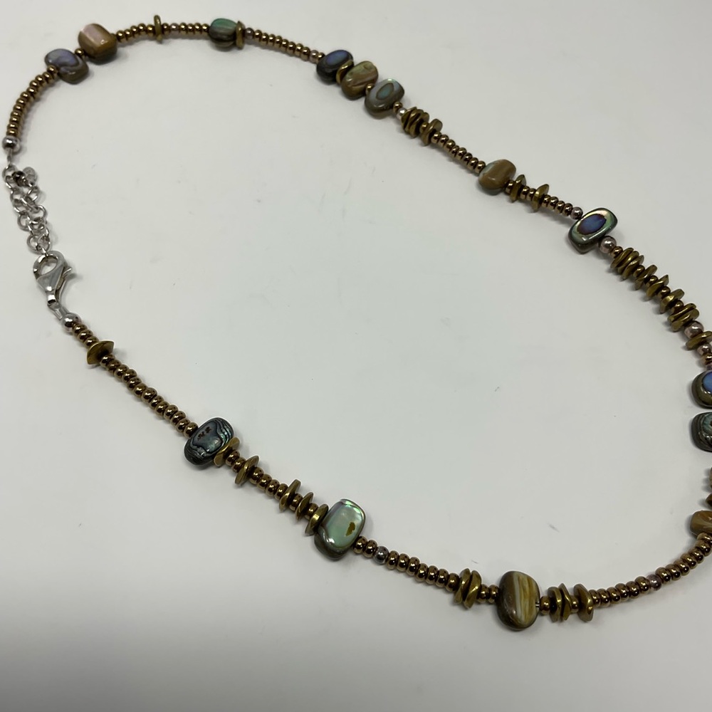 Silpada Sterling Silver Abalone Shell Bronze Bead Necklace EUC - Picture 6 of 10